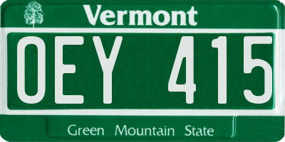 VT license plate OEY415