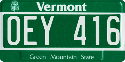VT license plate OEY416