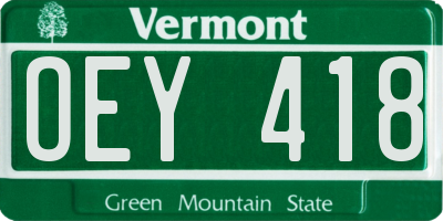 VT license plate OEY418
