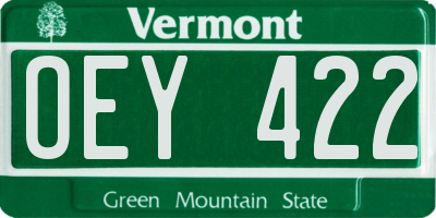 VT license plate OEY422