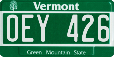 VT license plate OEY426