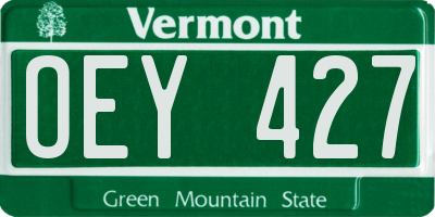 VT license plate OEY427