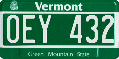 VT license plate OEY432