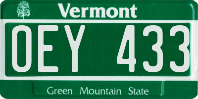 VT license plate OEY433