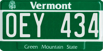 VT license plate OEY434