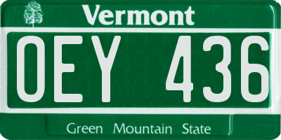 VT license plate OEY436