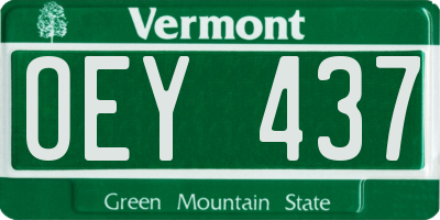 VT license plate OEY437