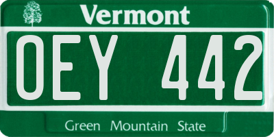 VT license plate OEY442