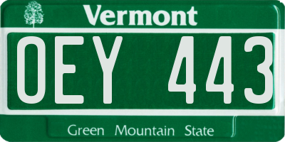 VT license plate OEY443