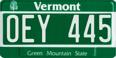 VT license plate OEY445