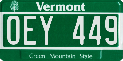 VT license plate OEY449