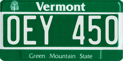 VT license plate OEY450