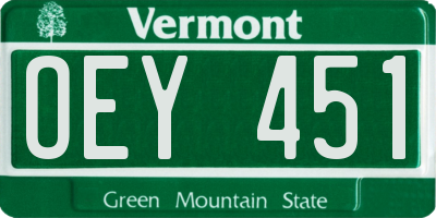VT license plate OEY451