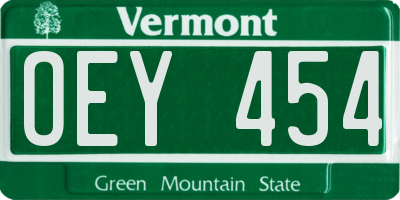 VT license plate OEY454