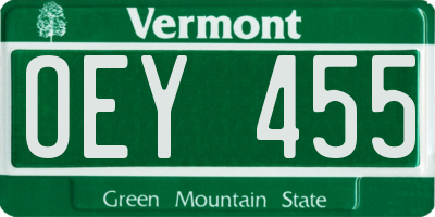 VT license plate OEY455