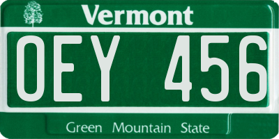 VT license plate OEY456