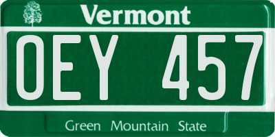 VT license plate OEY457