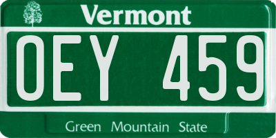 VT license plate OEY459