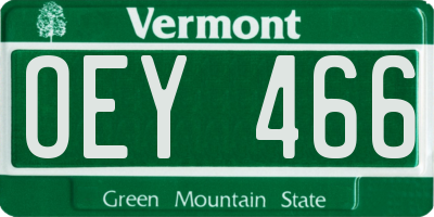 VT license plate OEY466