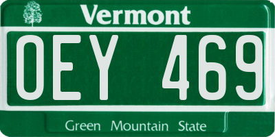VT license plate OEY469