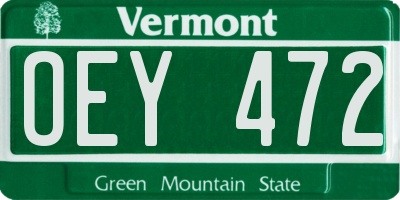 VT license plate OEY472