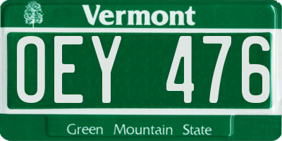 VT license plate OEY476