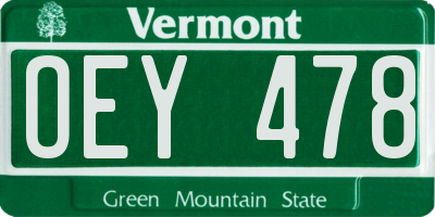 VT license plate OEY478