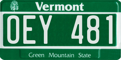 VT license plate OEY481