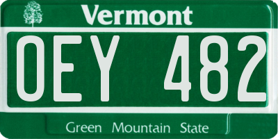 VT license plate OEY482