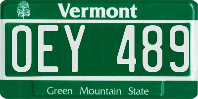 VT license plate OEY489