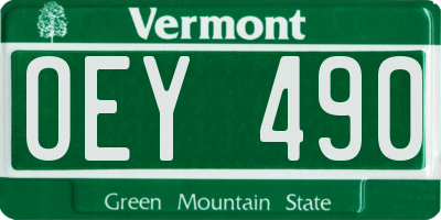 VT license plate OEY490