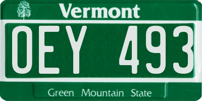 VT license plate OEY493