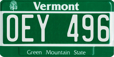 VT license plate OEY496