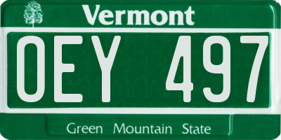VT license plate OEY497