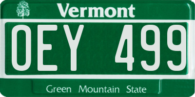 VT license plate OEY499