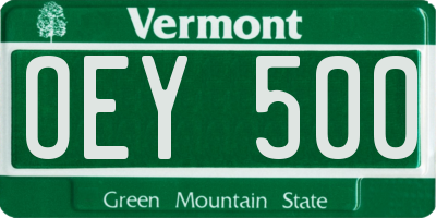 VT license plate OEY500
