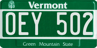 VT license plate OEY502