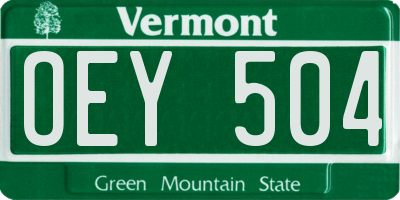 VT license plate OEY504