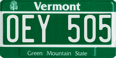 VT license plate OEY505