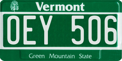 VT license plate OEY506