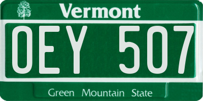 VT license plate OEY507