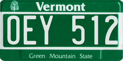 VT license plate OEY512