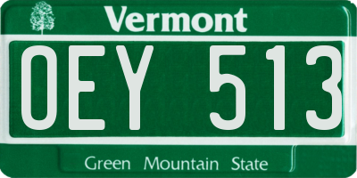 VT license plate OEY513
