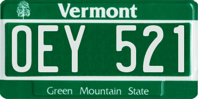 VT license plate OEY521