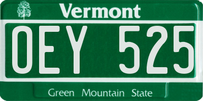 VT license plate OEY525
