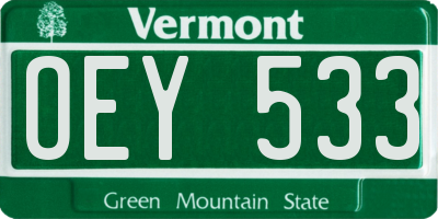 VT license plate OEY533
