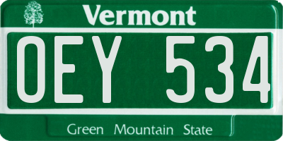 VT license plate OEY534