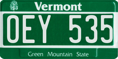 VT license plate OEY535