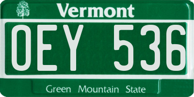 VT license plate OEY536
