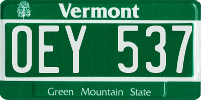 VT license plate OEY537